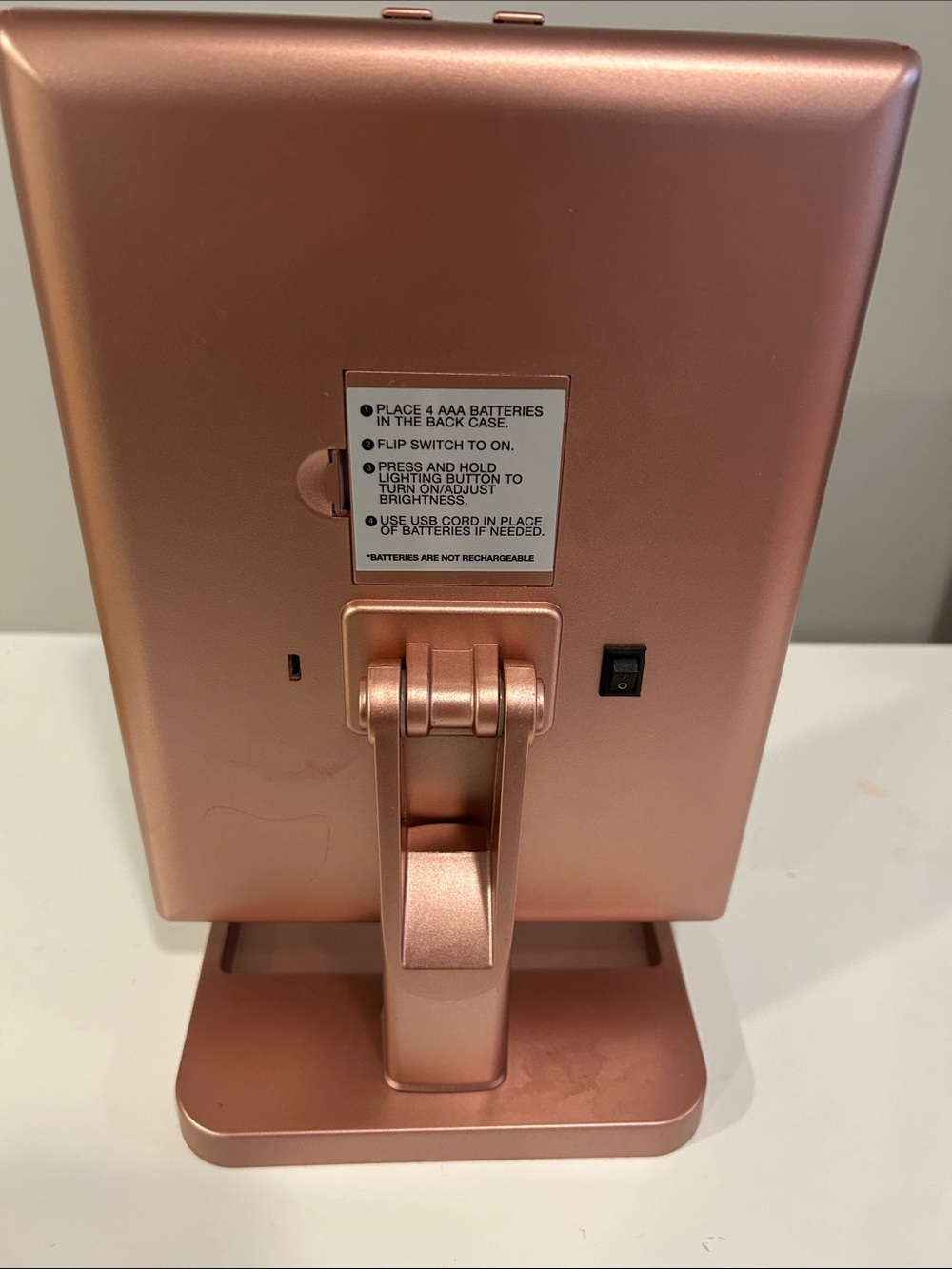 LED Lighted Tri-Fold Makeup Mirror | Rose Gold Vanity Mirror | Folding Cosmetic - Picture 3 of 3